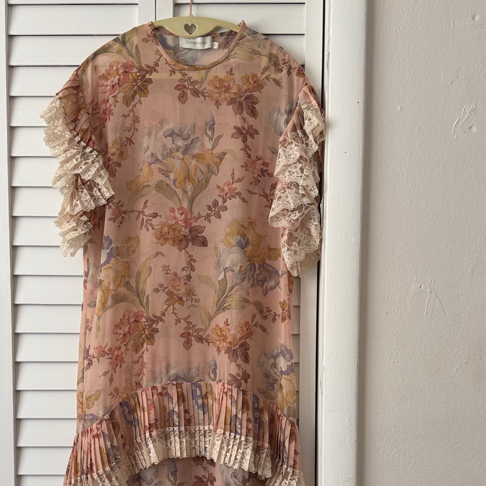 Zimmermann Floral Midi Dress with Lace Details